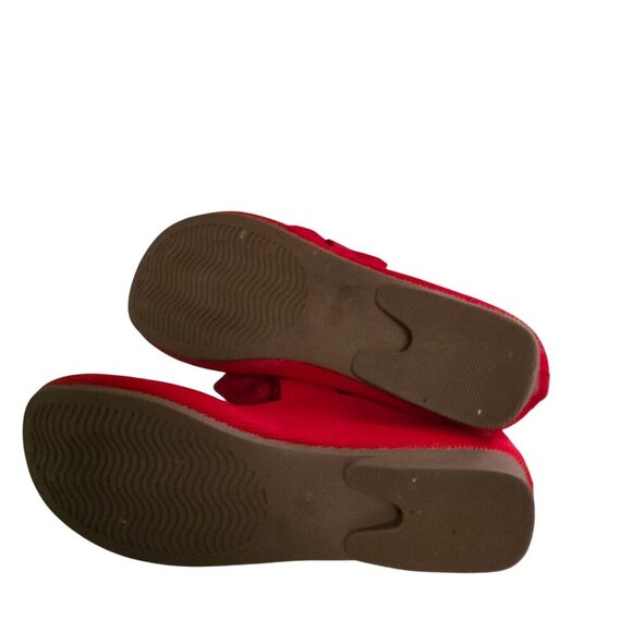 Red Bow Fabric Ballet Flats Size 40/8.5 Holiday Slip On Dress up or down - Picture 9 of 12
